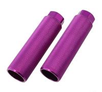 Estriberas de pie de bicicleta resistentes hechas de aleación de aluminio resistente, se ajustan a agujeros de eje de 9 mm, antideslizantes para superficie para acrobacias, color negro (morado)