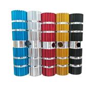 Estriberas extendidas de aleación de aluminio para bicicleta, diseño sólido hueco antideslizante para eje trasero de bicicleta de montaña, ajuste universal de 100 mm, color negro, plateado, rojo, azul