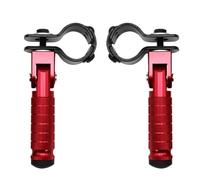 Estriberas Moto 1 par de piezas aluminio for motocicleta, pedales universales, reposapiés plegado, motocicletas, ciclomotores, karts, scooters, bicicletas(Red)