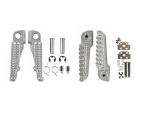 Estriberas Moto Uso apto for Kawasaki ZX6R ZX9R ZX10R ZX14 ZX-14 Z750 Z1000 ZZR1200 GTR1400 ZZR1400, reposapiés delantero y trasero for motocicleta(Front Rear White)