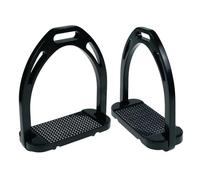 Estribos for montar a caballo con manguera de metal y almohadilla de goma, protección de seguridad for rodillas y tobillos, alivio del dolor y la tensión.(Black)