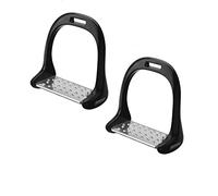 Estribos para montar a caballo, Estribos para silla de montar de acero inoxidable, Estribos ecuestres antideslizantes, Silla de montar de aluminio con pintura, para principiantes (Negro)