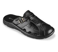 ESTRO Sandalias Hombre Verano Cuero - Chanclas Piel Sandalias Hombre Cuero con Suela Goma Antideslizante S4 (45 EU, Negro)