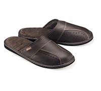 ESTRO Zapatillas Casa Hombre Invierno - Pantuflas Invierno Zapatillas de Casa Pantuflas Hombre Cuero MZ01 (Marrón, 40 EU)
