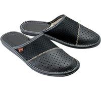 ESTRO Zapatillas De Casa De Hombre Pantuflas Casa Hombre Piel Genuina M55 (48, Gris, numeric_48)