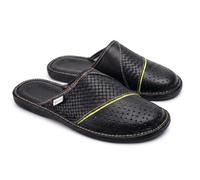 ESTRO Zapatillas De Casa De Hombre Pantuflas Casa Hombre Piel Genuina M66 (47, Negro)