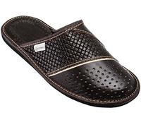 ESTRO Zapatillas De Casa De Hombre Pantuflas Casa Hombre Piel Genuina M66 (48, Marrón)