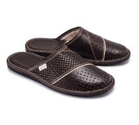 ESTRO Zapatillas De Casa De Hombre Pantuflas Casa Hombre Piel Genuina M66 (Marrón, numeric_49)