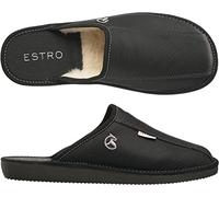 ESTRO Zapatillas De Casa Hombre Invierno Piel De Carnero Pantuflas Casa Hombre Lana Suela De Memoria Frost (42 EU, Ónix Lana)