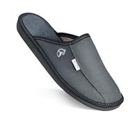 ESTRO Zapatillas De Casa Hombre Invierno Piel De Carnero Pantuflas Casa Hombre Lana Suela De Memoria Frost (44 EU, Azul Oscuro)