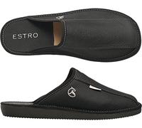 ESTRO Zapatillas De Casa Hombre Invierno Piel De Carnero Pantuflas Casa Hombre Lana Suela De Memoria Rust (42 EU, Negro)