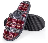 ESTRO Zapatillas De Casa Hombre Pantuflas Algodón con Suela de Memoria Antideslizante F17 (44, Rojo)