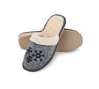ESTRO Zapatillas Mujer Casa Invierno - Pantuflas de Fieltro Zapatillas Mujer Casa Cerradas Pantuflas Invierno F04 (37, Negro)