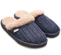 ESTRO Zapatillas Mujer Casa Invierno - Pantuflas de Fieltro Zapatillas Mujer Casa Cerradas Pantuflas Mujer Invierno F04 (37, Azul Oscuro/Lana)