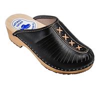 ESTRO Zuecos de Madera y Piel para Mujer - Modelo CDL01 (40, Ónix)