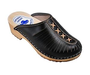 ESTRO Zuecos Madera Mujer Verano - Suecos Sanitarios Zuecos Piel Mujer Clogs CDL01