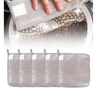 Estropajo Aluminio Multiusos, Trapos Limpieza para Suciedad difícil, Paños de Limpieza Reutilizables, Paños de Esponja para Fregar Tres Capas de Trapo Espesante en Seco y Húmedo (5 PCS)