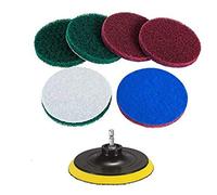 Estropajo de 12,7 cm, 6 almohadillas para fregar taladro, cepillo eléctrico para baldosas, estropajo, kit de limpieza de cepillos abrasivos para limpieza de azulejos de piso, ventana y baño