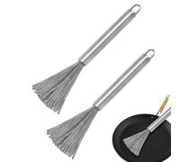 Estropajo de acero inoxidable, 2 piezas de estropajos de metal de cocina con asa, cepillo de limpieza para limpiar platos, ollas, sartenes, parrillas y parrillas