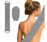 Estropajo de espalda para ducha, toalla de depurador de espalda, estropajo de fibre para espalda, fibra de bambú, gris, esponja exfoliante, cepillo de espalda, guante de masaje con parte trasera