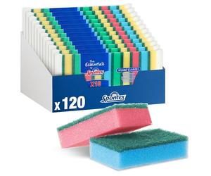 Estropajos con esponja para fregar The Essentials de Spontex | Resistentes y versátiles | Colores surtidos | Paquete de 12 x 10 (120 en total)
