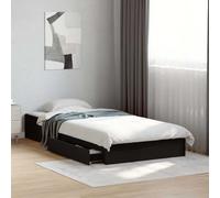 Estructura de Cama con 4 Cajones, Material Madera Contraplacada, Diseño Moderno y Funcional, Cama Individual Ideal para Dormitorios Juveniles o Habitaciones Pequeñas, Color Negro, 75x190 cm