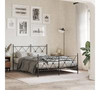 Estructura de Cama con Cabecero y Piecero, Metal Negro Resistente, Diseño Robusteco con Soporte Reforzado, Cama Juvenil Ideal para Dormitorio Principal o Habitación, Color Negro, 140x190 cm