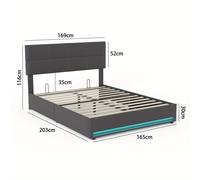 Estructura de cama con cabezal tapizado, soporte de metal silencioso, terciopelo