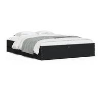 Estructura de cama con cajones, 150 x 200 cm, moderna cama de madera negra con espacio de almacenamiento para más orden, perfecta para dormitorios en pequeños apartamentos