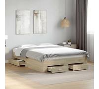 Estructura de cama con cajones, almacenaje, madera de ingeniería, Roble Sonoma, para dormitorio moderno Modelo DYEEG-3280407ES-WJFN