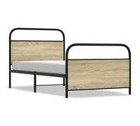 Estructura de cama de 100 x 200 cm sin colchón de madera de roble Sonoma, duradera y estable, para dormitorio, diseño moderno y fácil montaje