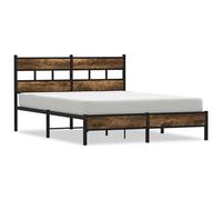 Estructura de cama de roble ahumado de 160 x 200 cm con cabecero, moderna y duradera, cama de madera sin colchón para dormitorio, solución estable y elegante para un sueño reparador