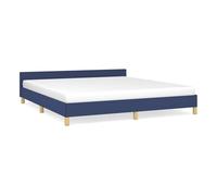 Estructura de cama doble matrimonial con cabecero - tela azul 160x200cm