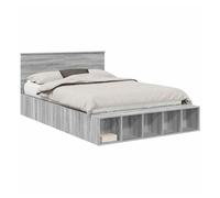 Estructura de cama doble matrimonial con estante manual gris sonoma 140 x 200 cm