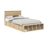 Estructura de cama doble matrimonial con estante manual roble sonoma 120 x 200 cm