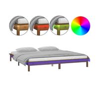 Estructura de cama doble matrimonial con led madera maciza marrón miel 200x200 cm
