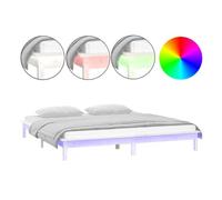 Estructura de cama doble matrimonial - con leds madera maciza blanca 150x200 cm
