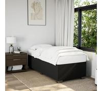 Estructura de Cama Individual, Tapizada en Tela Negra, Base de Láminas de Madera, Patas Estables, Cama Individual Ideal para Dormitorios Juveniles o Habitaciones Pequeñas, Color Negro, 100x200 cm