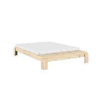 Estructura de cama Layers con banco, 160x200 mm, pino lacado transparente.