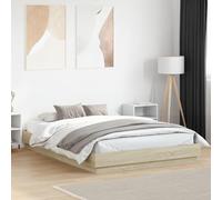 Estructura de Cama, Material Madera de Ingeniería, Diseño Robusto con Láminas Reforzadas, Cama Individual Ideal para Dormitorio Principal o Habitación Juvenil, Color Roble Sonoma, 120x200 cm