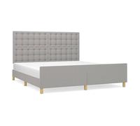 Estructura de cama matrimonial estilo con cabecero gris claro tela 180x200 cm