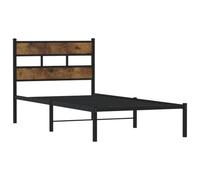 Estructura de Cama vidaXL sin colchón Metal Roble Ahumado 107x203 cm, armazón de Cama Individual