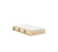 Estructura de cama Ziggy de 90x200 cm, pino lacado transparente.
