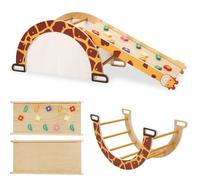 Estructura de Escalada 4 en 1 para Niños, Estructura de Escalada Montessori, Escalera en Triángulo, Arco de Escalada, Juguete de Madera Resistente para Interior, Niños 18 Meses-6 años, Multicolor