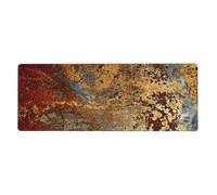 Estructura de Hierro y Acero Oxidado de Metal Colorido con óxido marrón,Alfombrilla de ratón Grande para Escritorio, Teclado de Ordenador, Base de Goma Antideslizante, 30 x 80 cm