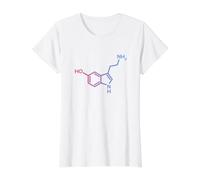 Estructura de la serotonina - Molécula de la Felicidad y la Ciencia del Amor Camiseta gráfica económica, Mujer, Blanco, M