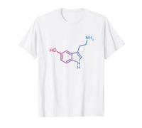 Estructura de la serotonina - Molécula de la Felicidad y la Ciencia del Amor Camiseta gráfica económica, Hombre, Blanco, S