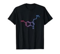 Estructura de la serotonina - Molécula de la Felicidad y la Ciencia del Amor Camiseta gráfica económica, Hombre, Negro, S