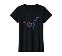 Estructura de la serotonina - Molécula de la Felicidad y la Ciencia del Amor Camiseta gráfica económica, Mujer, Negro, M