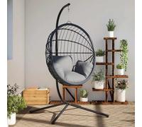 Estructura de silla colgante sin cesta de acero en antracita con construcción en forma de C y base en cruz robusta como soporte estable para sillón colgante